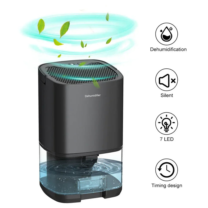 1000 ml Draagbare 2-in-1 Luchtontvochtiger met Luchtfilter & Nachtlampje – Aveline