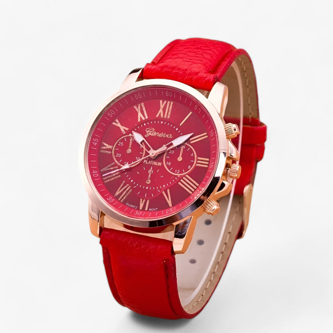 Luxe Waterdicht Dameshorloge met Leren Band – Camille