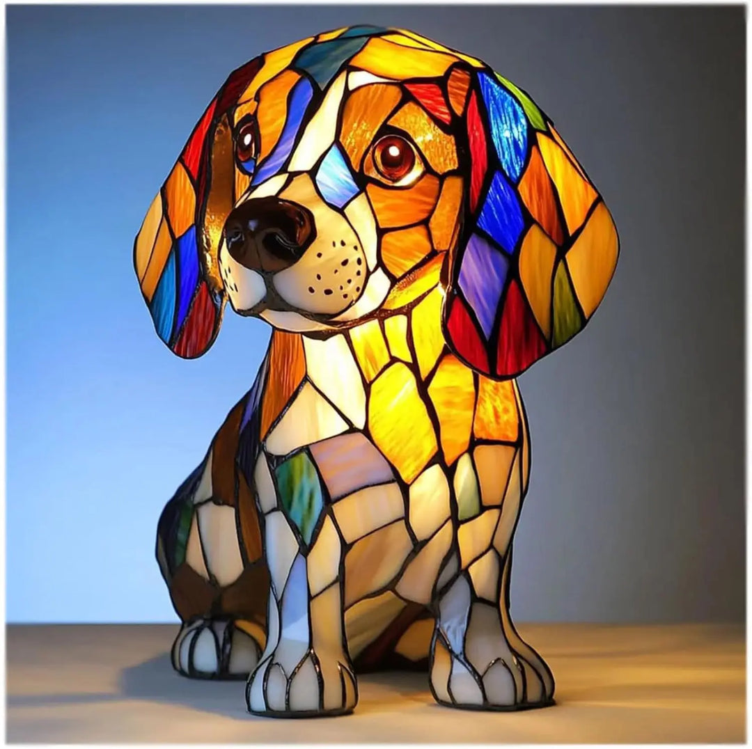 Hond decoratieve tafellamp kleurrijk fantasie sfeerlicht