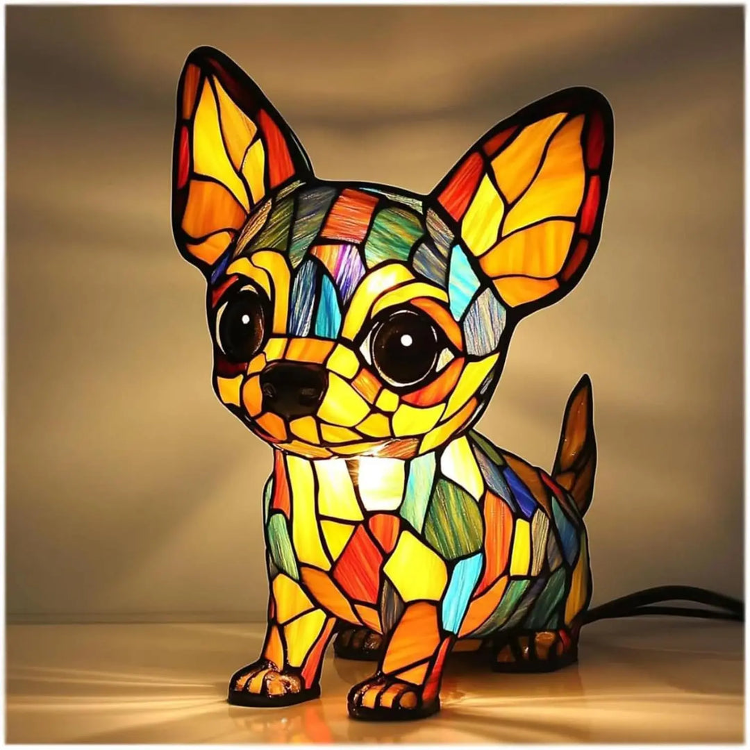 Hond decoratieve tafellamp kleurrijk fantasie sfeerlicht