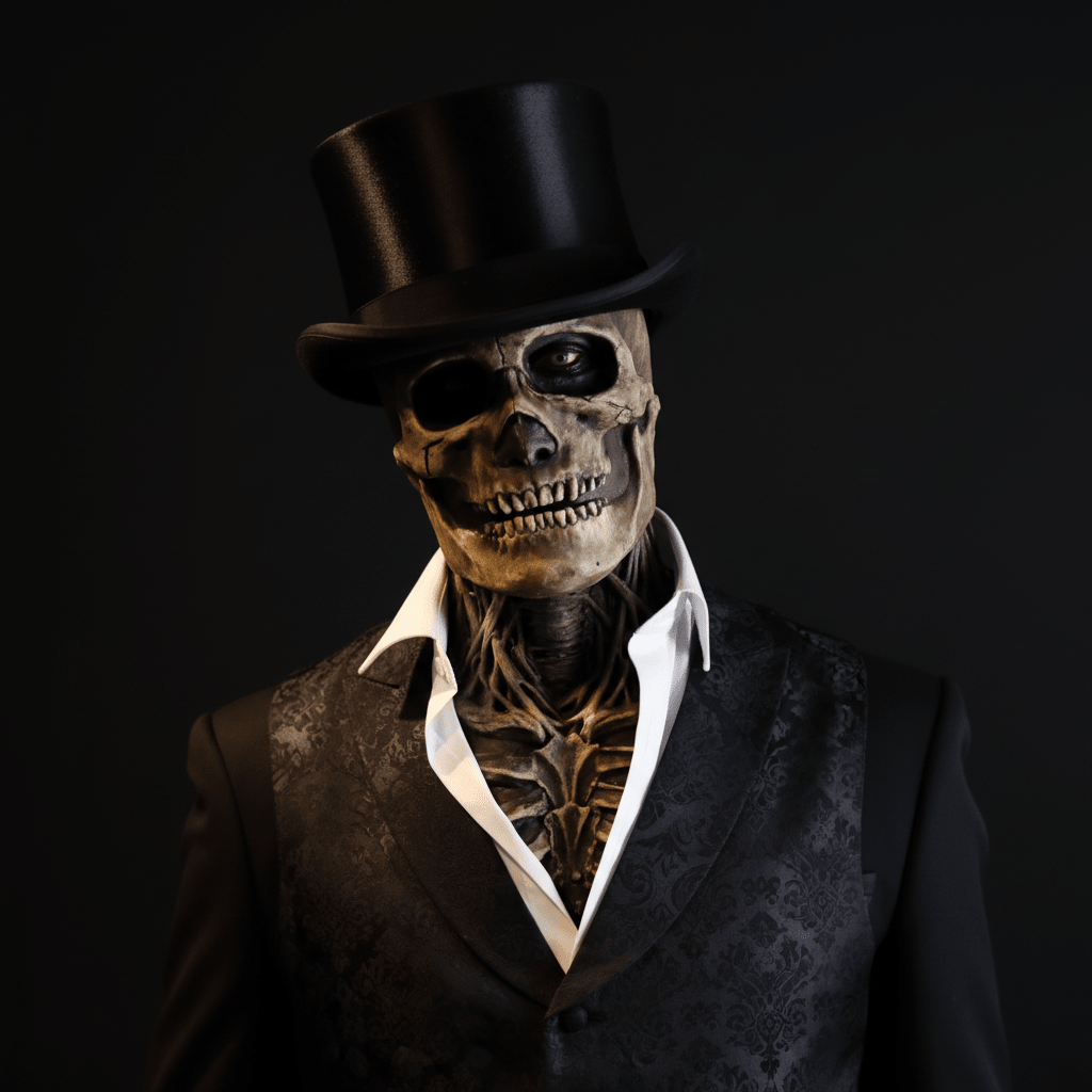 GRAVEFACE – Realistisch skeletmasker met hoed voor het ultieme Halloweenkostuum