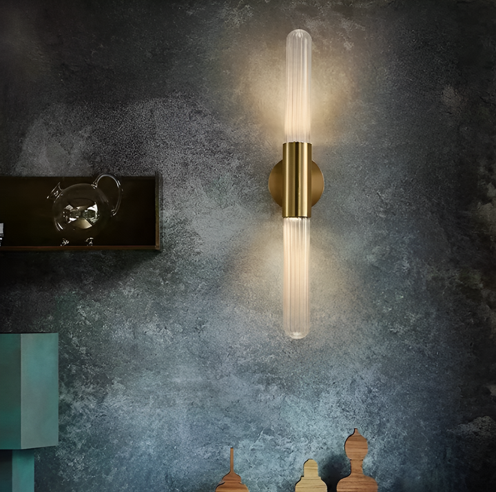 Nordic Wandlamp van Golfglas met LED, Messing, 1 Lichtpunt