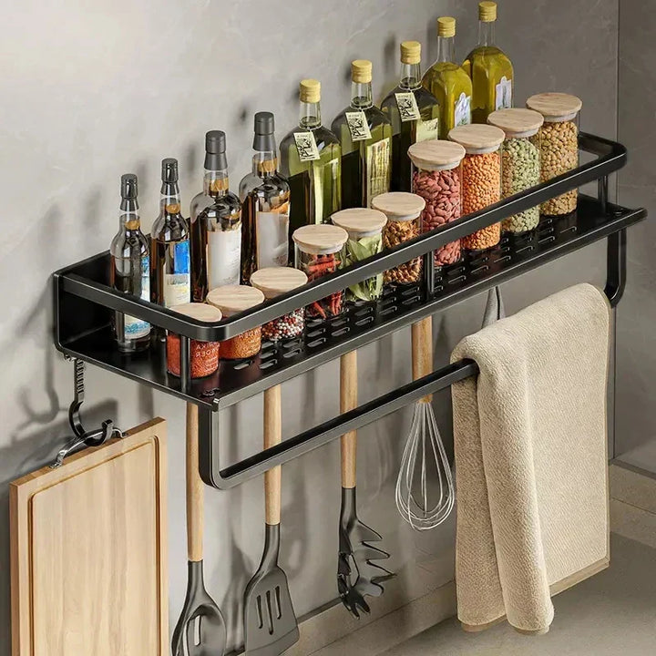 Moderne zwarte keukenplank – MetroRack
