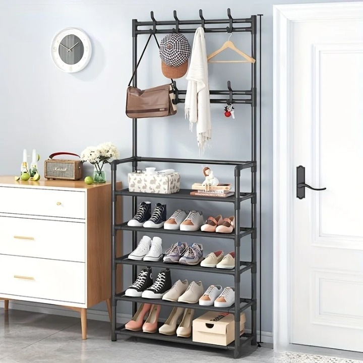 Kapstok met Schoenopbergplank Meellaags Stalen Frame – EntryMate