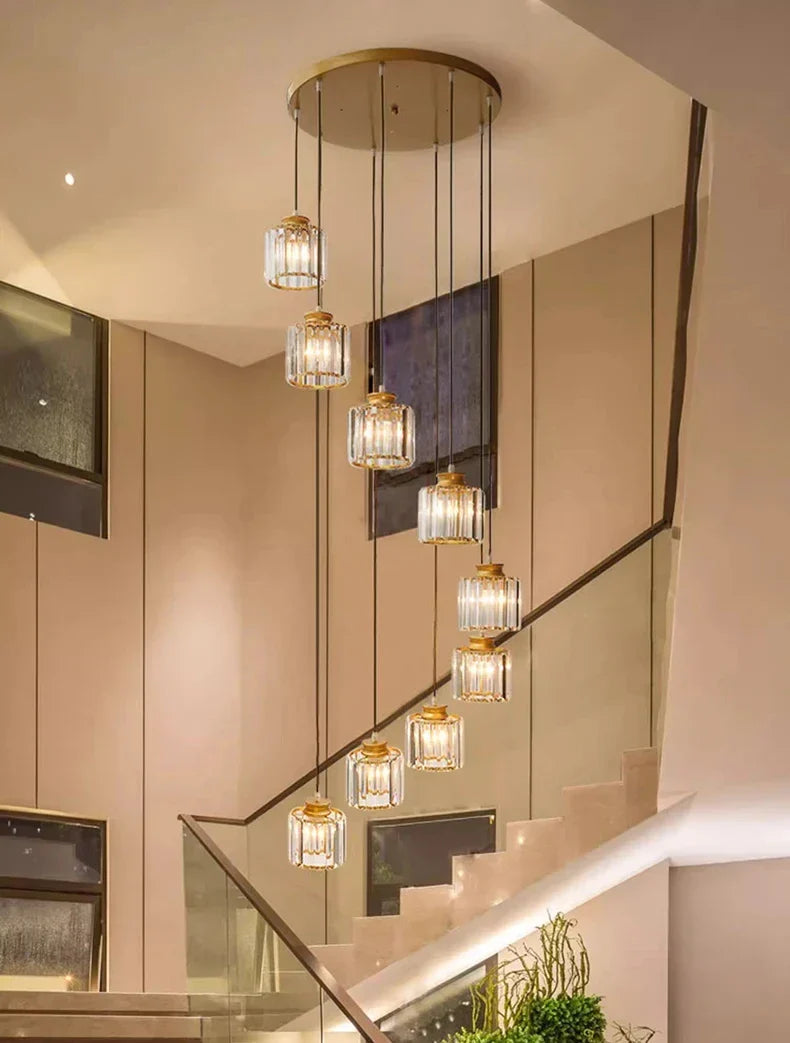 Lange Glazen Kroonluchter voor Trappen en Hallen