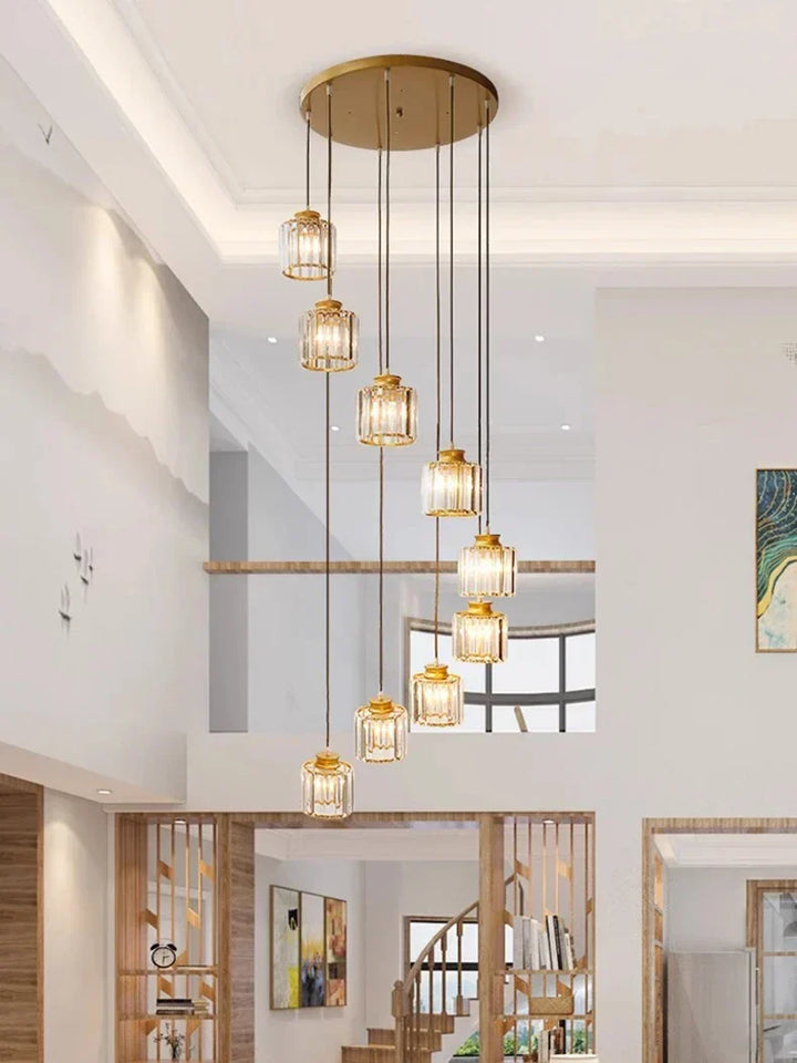 Lange Glazen Kroonluchter voor Trappen en Hallen