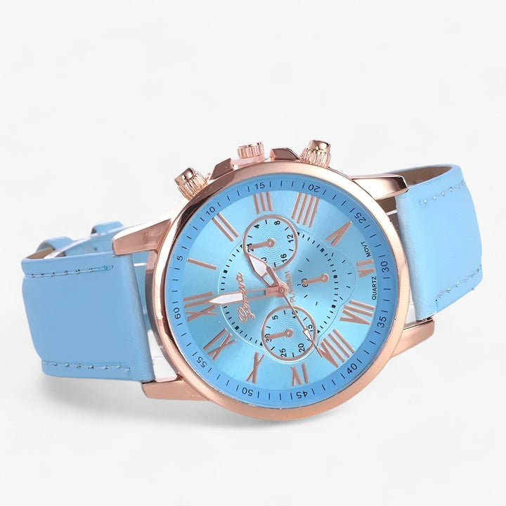 Luxe Waterdicht Dameshorloge met Leren Band – Camille