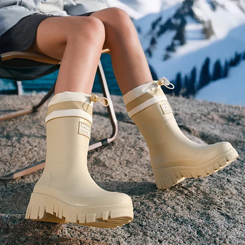 Dames regenlaarzen retrolook waterdicht met antislipzool – Arlena