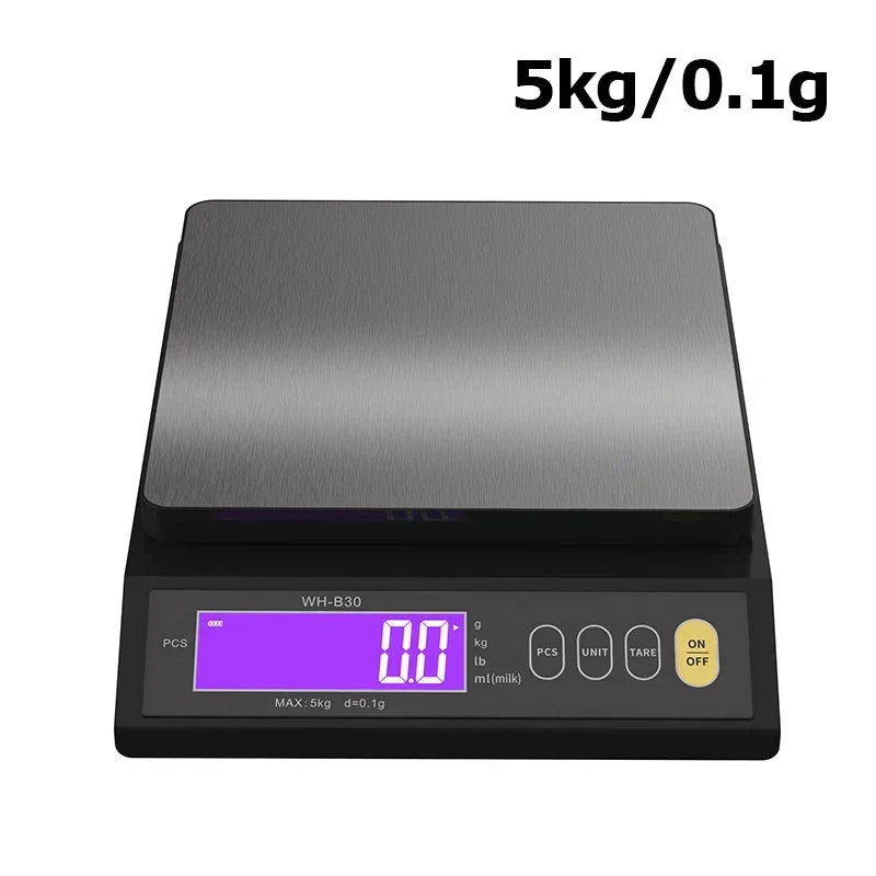Elektronische Digitale Keukenweegschaal 5 kg/0,1 g en 10 kg/1 g, LCD-scherm, volledig waterdicht roestvrijstalen keukengereedschap
