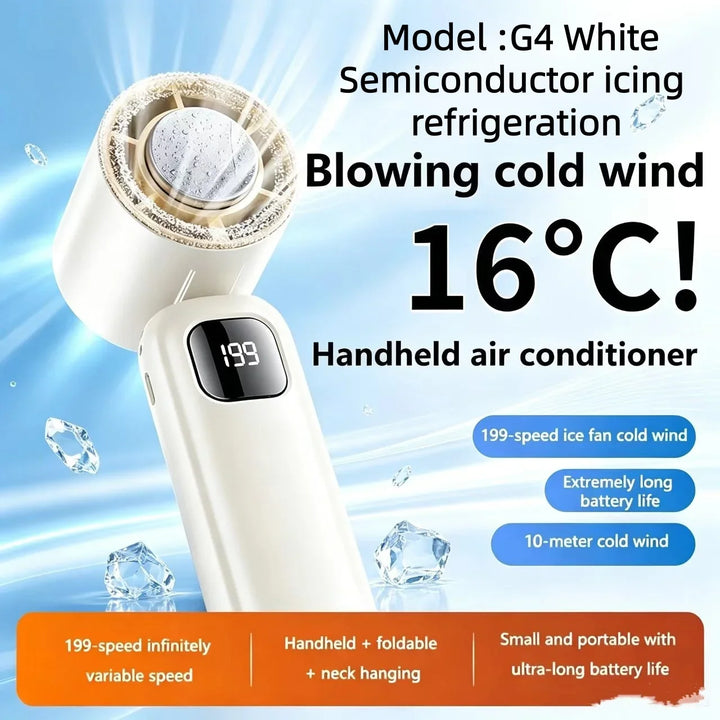 Draagbare oplaadbare nekventilator via USB met LED-display 8000mAh