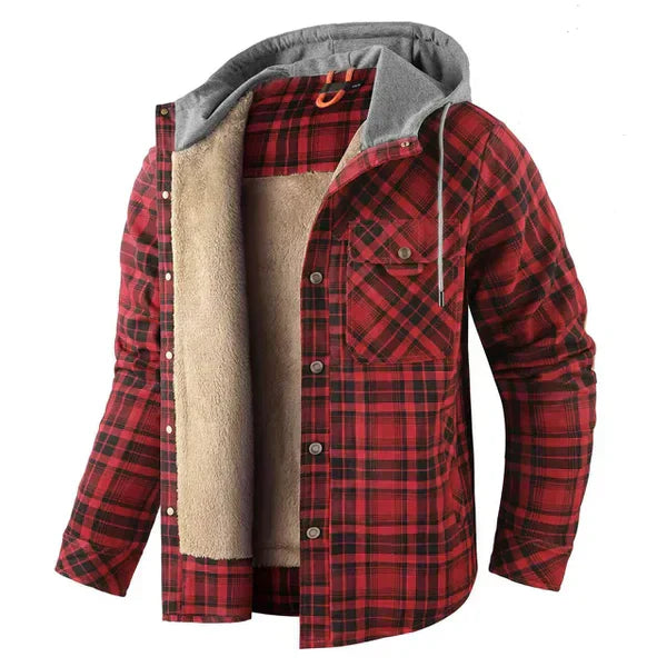 Ruben - Tijdloos stoer geruit overhemd vest blouse met capuchon heren