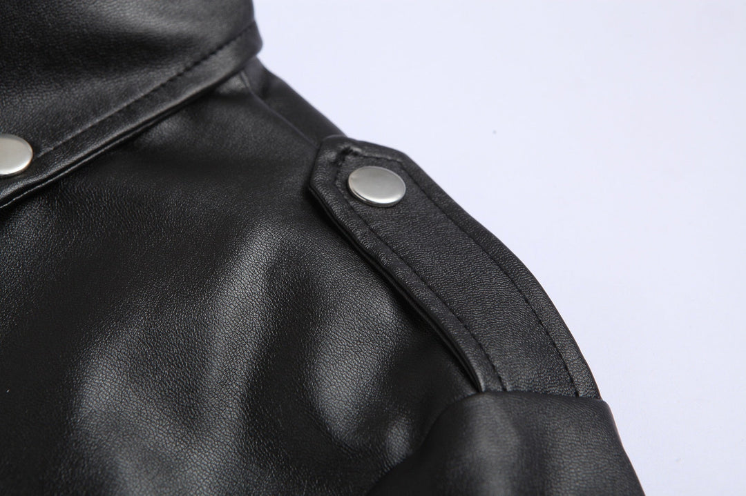 Slim fit leren herenmotorjas met opstaande kraag – Ryder