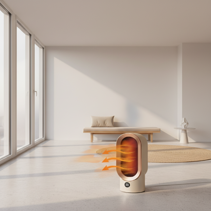 Stille ventilatorkachel 800 W met koele behuizing