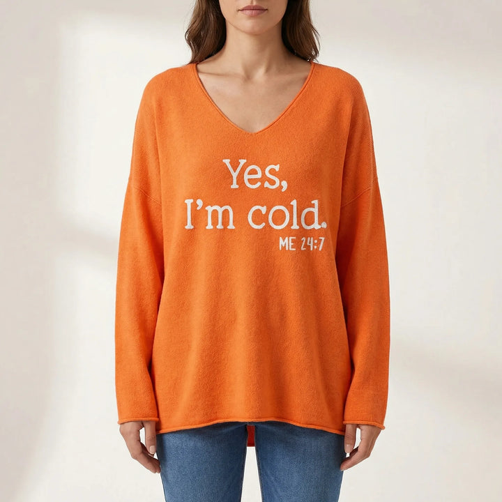 SnugvelleOversized V-Neck Slogan Jumper