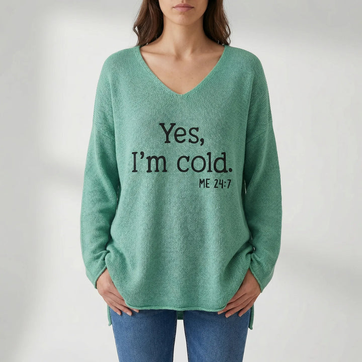 SnugvelleOversized V-Neck Slogan Jumper