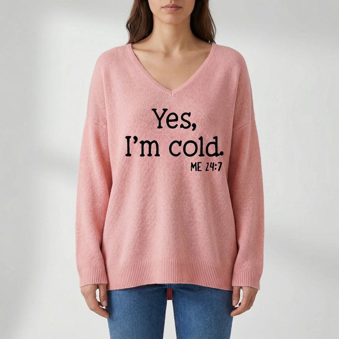 SnugvelleOversized V-Neck Slogan Jumper