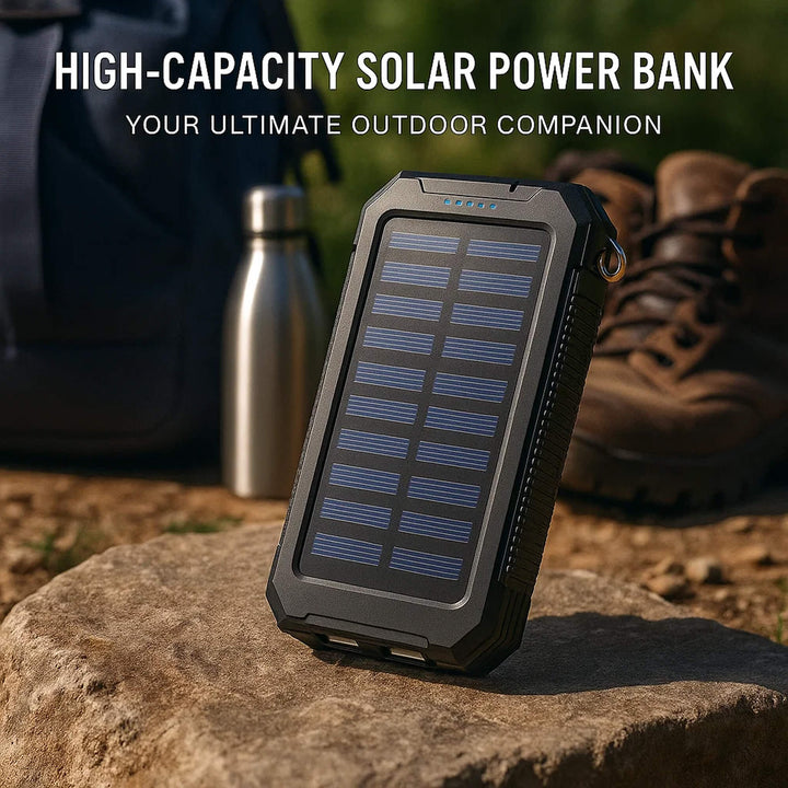 Draagbare solar powerbank, grote capaciteit, dubbele USB-oplader 20000mAh
