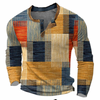 Heren henley-sweatshirt met knoopsluiting en geometrisch motief