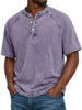 Heren henley met korte mouwen | Vintage gewassen T-shirt met knoopsluiting