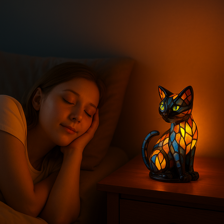Tafellamp in kattenvorm, zachte kleurwisselende sfeerverlichting voor in huis