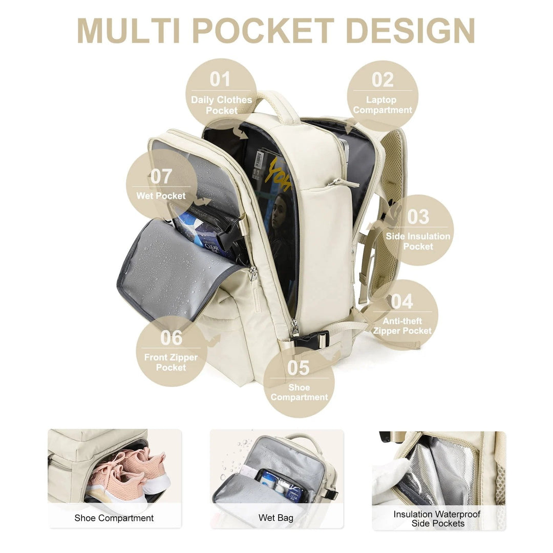 Multifunctionele damesrugzak 35 L met USB-aansluiting