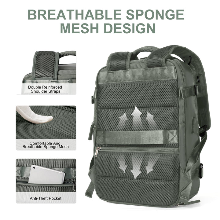 Multifunctionele damesrugzak 35 L met USB-aansluiting
