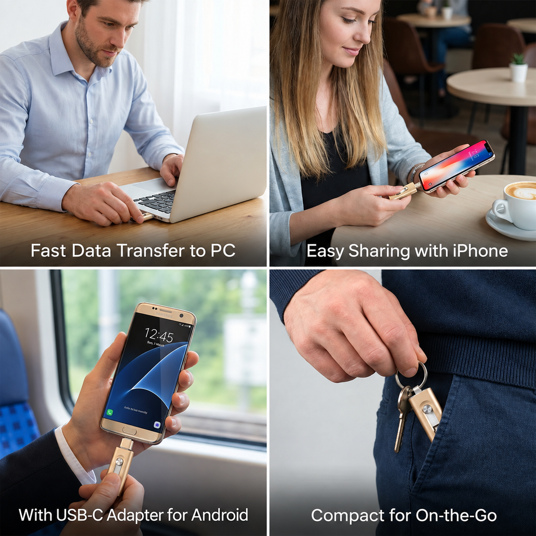 3-in-1 USB-stick | USB 3.0 high-speed met Type-C- en OTG-adapter