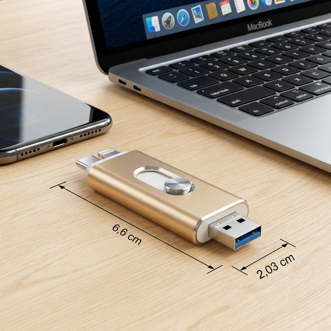 3-in-1 USB-stick | USB 3.0 high-speed met Type-C- en OTG-adapter