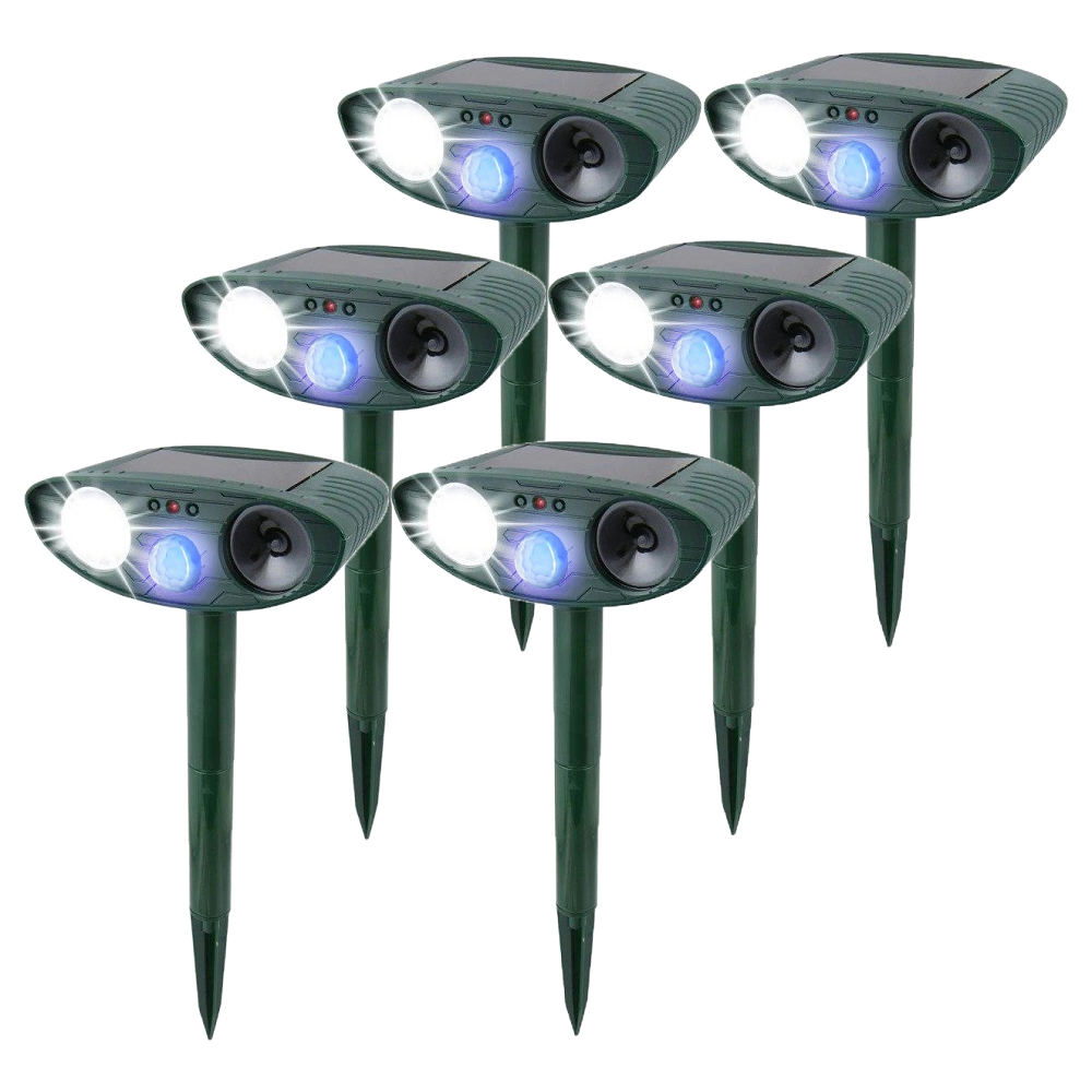 Zonne-energie ultrasone konijnenverjager, diervriendelijke tuinbescherming