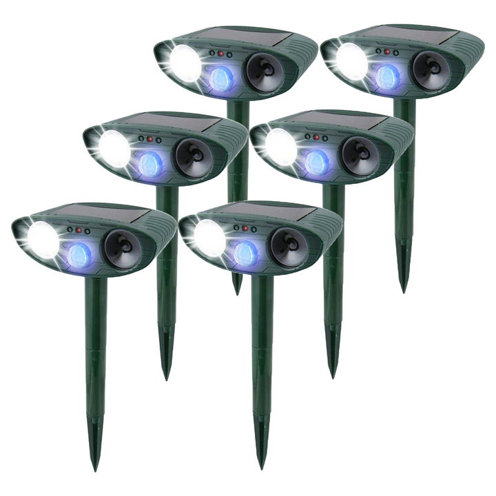 Zonne-energie ultrasone konijnenverjager, diervriendelijke tuinbescherming