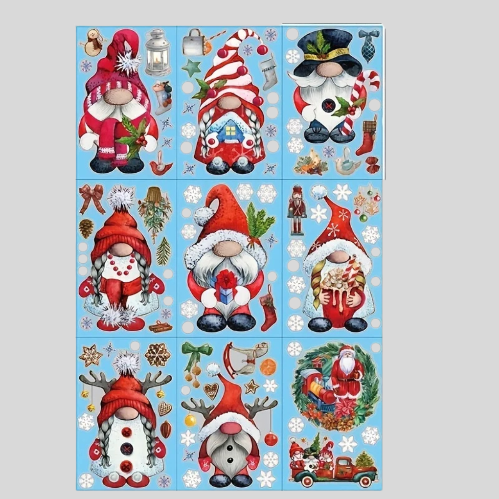 XL Raamstickerset – Kerstmanthema (9 vellen)