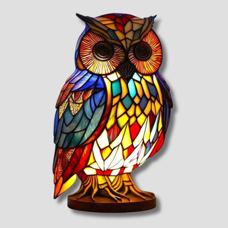 Woondecoratie dierlamp kleurgloed glas-in-loodeffect