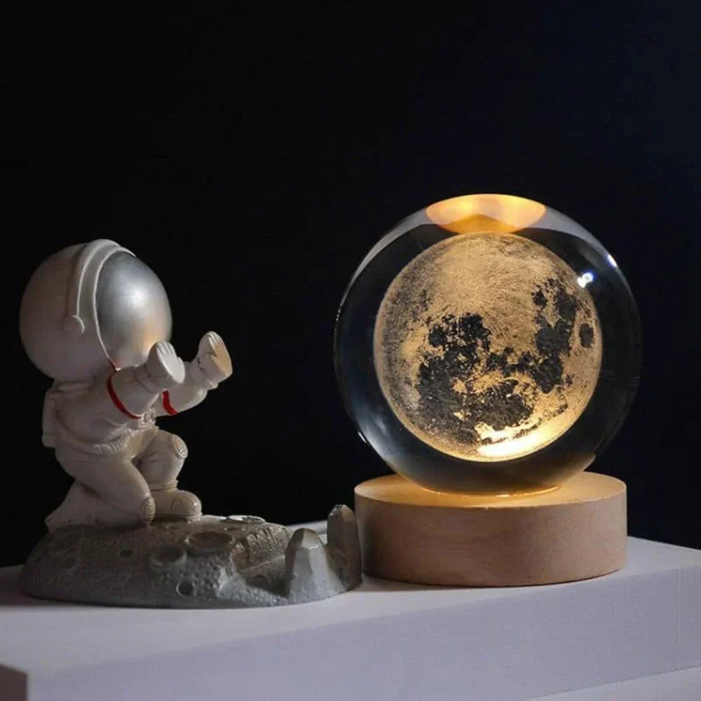 LED-kristallen bol nachtlampje, kosmisch 3D-planetendisplay