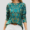 Groene blouse met ronde hals en lange mouwen voor dames