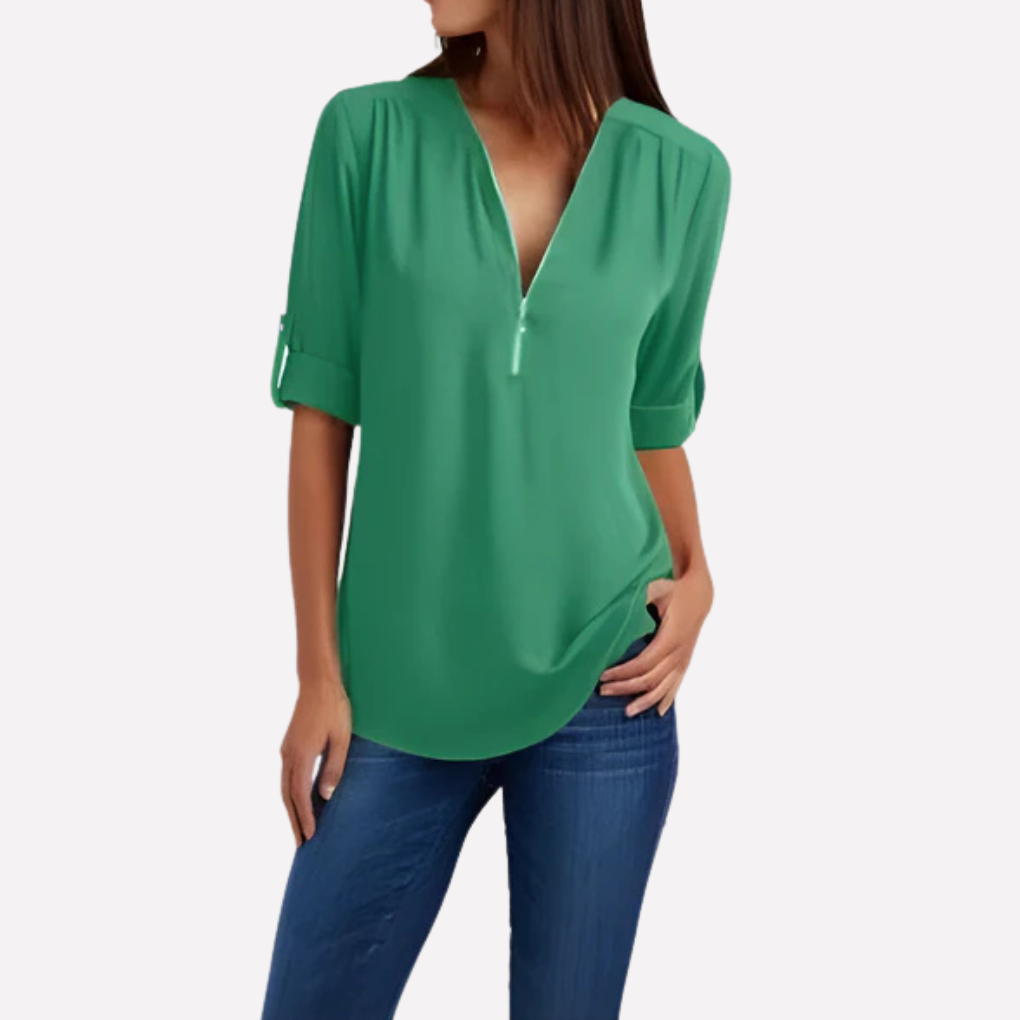 Blouse met coole halve rits