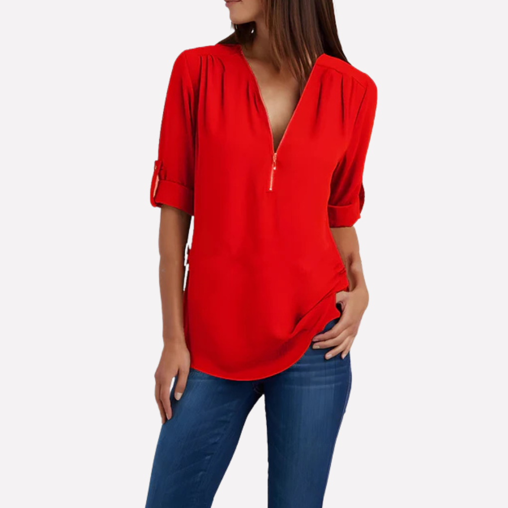Blouse met coole halve rits