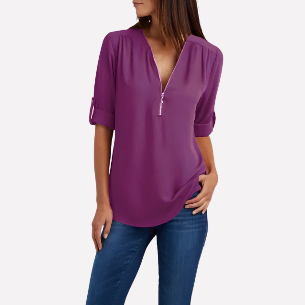 Blouse met coole halve rits