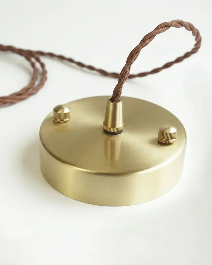 Vintage handbeschilderde keramische hanglamp met stoffen snoer