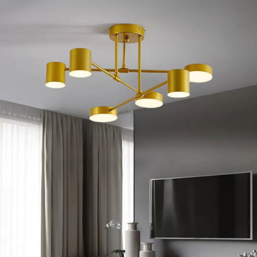 Moderne woonkamerplafondlamp 6 lichtpunten verstelbaar ontwerp