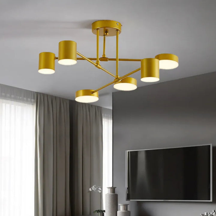 Moderne woonkamerplafondlamp 6 lichtpunten verstelbaar ontwerp