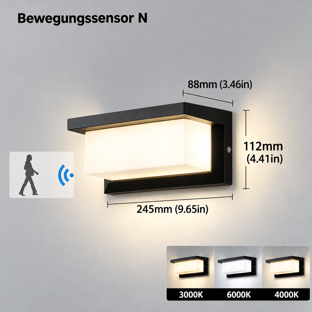 Wandlamp | Automatische bewegingsmelder | Weerbestendig voor ingangen & terrassen