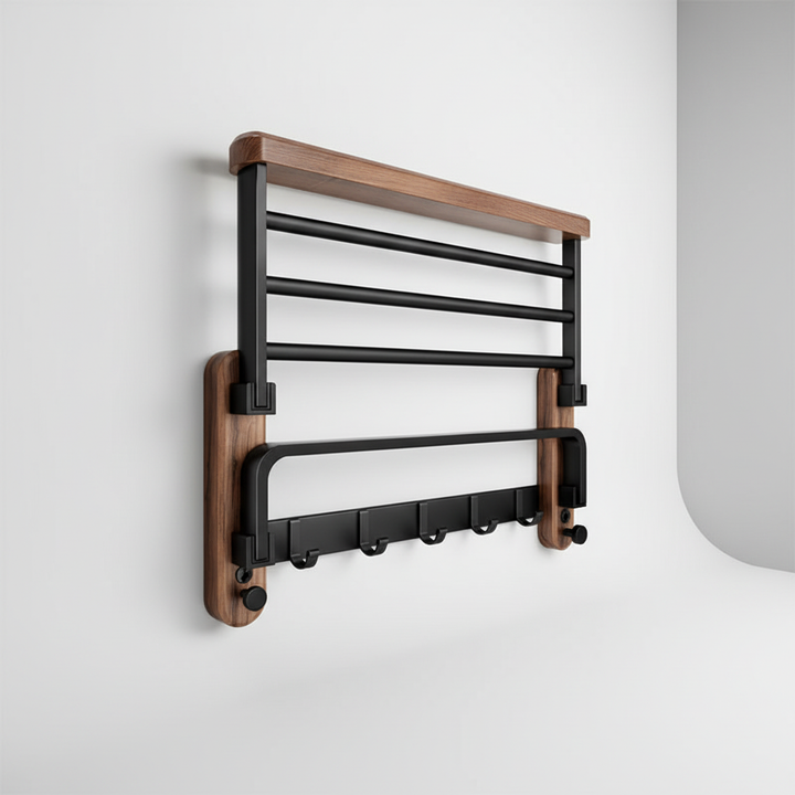 Aan de muur gemonteerd houten handdoekenrek - Rackhaven