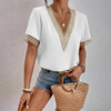 Damesblouse met gesplitst kant en V-hals