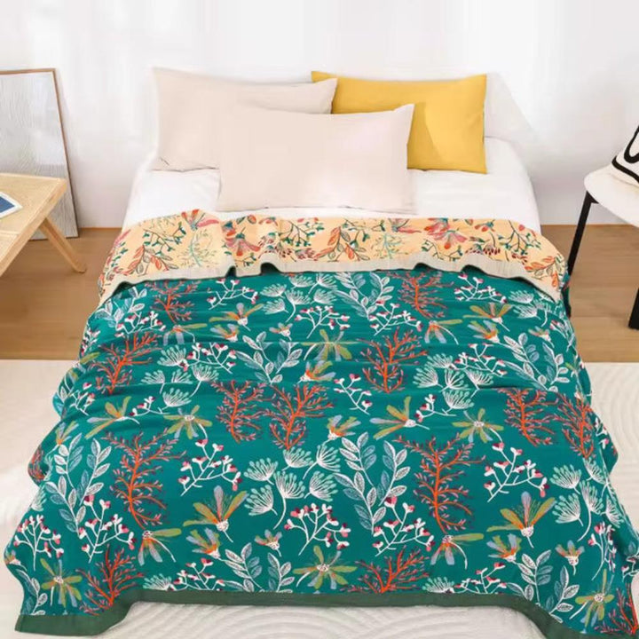 Wildflower Whisper deken, zachte plaid met vier lagen voor alle seizoenen
