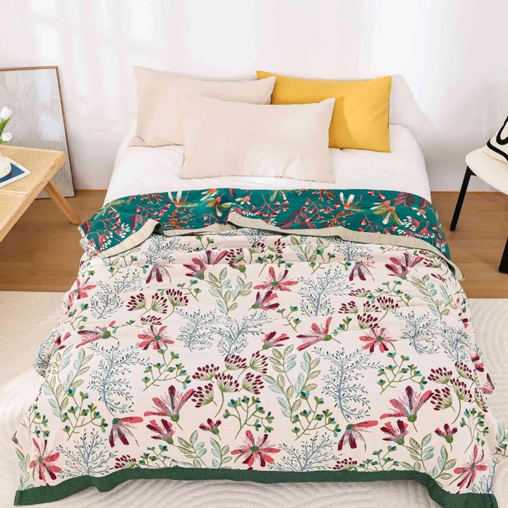 Wildflower Whisper deken, zachte plaid met vier lagen voor alle seizoenen