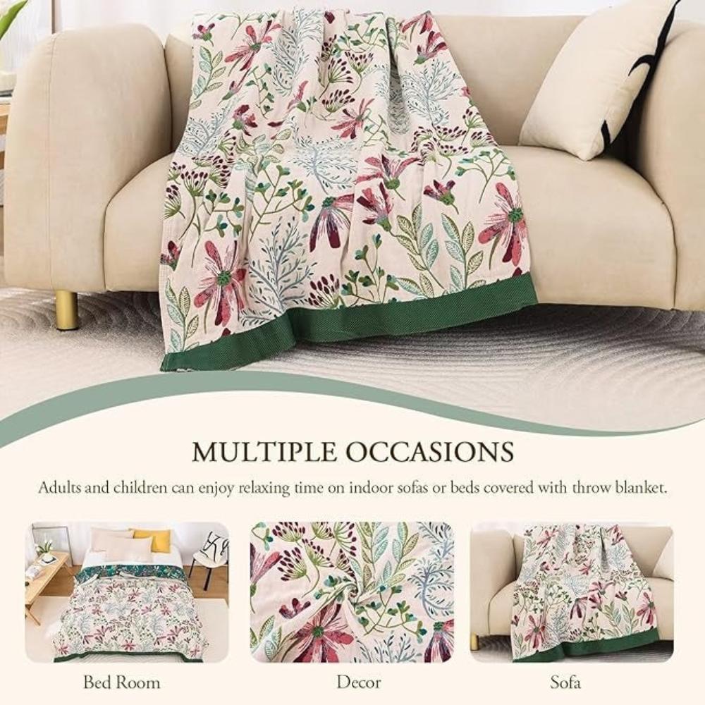 Wildflower Whisper deken, zachte plaid met vier lagen voor alle seizoenen