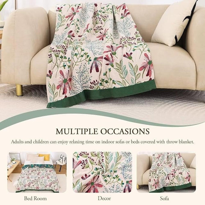 Wildflower Whisper deken, zachte plaid met vier lagen voor alle seizoenen