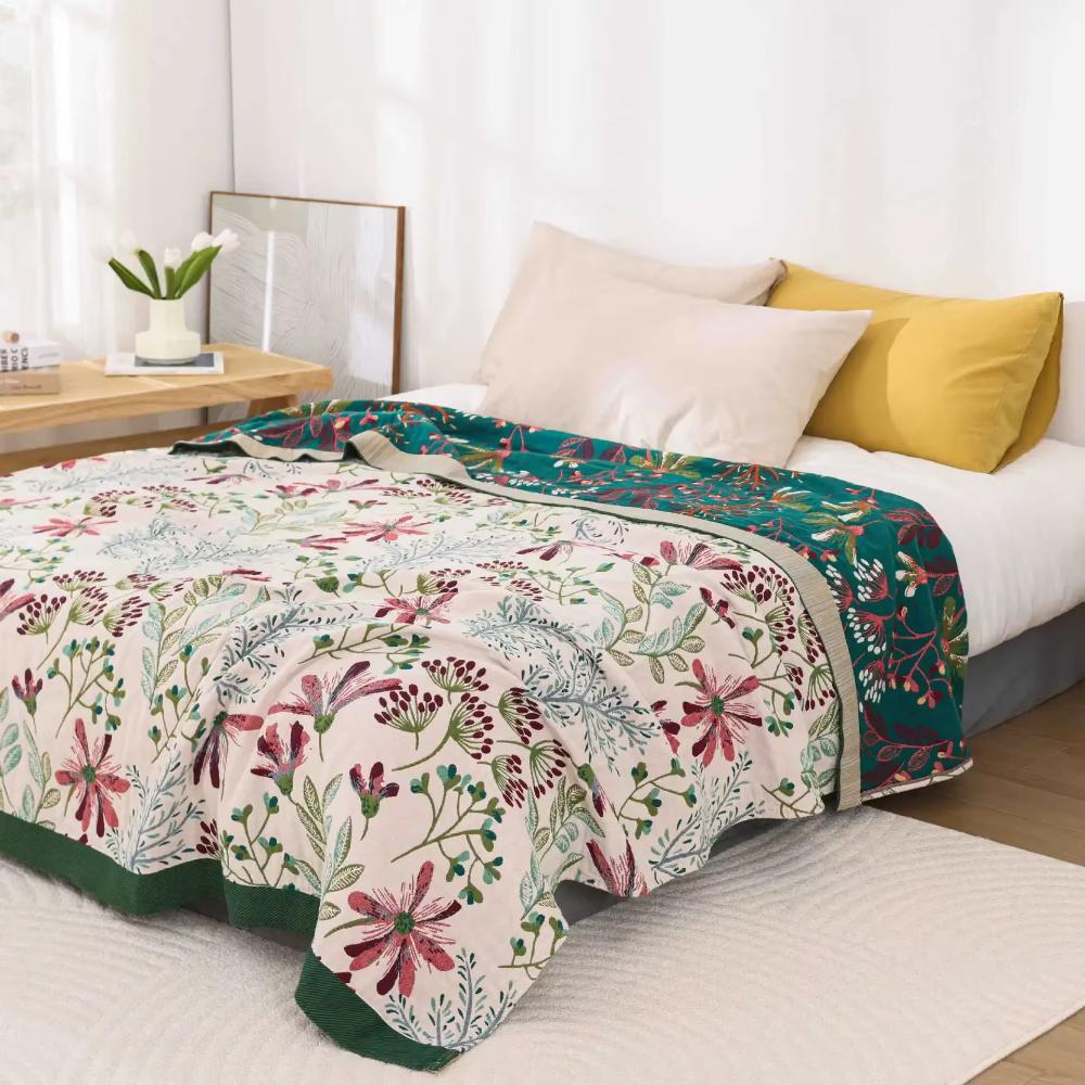 Wildflower Whisper deken, zachte plaid met vier lagen voor alle seizoenen