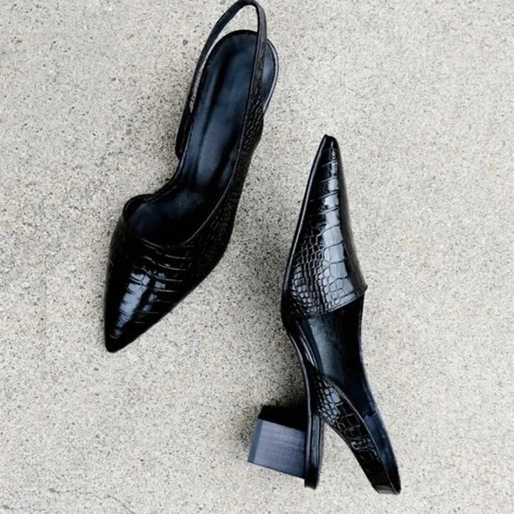 Orthopedische Bruine Pumps - Croco