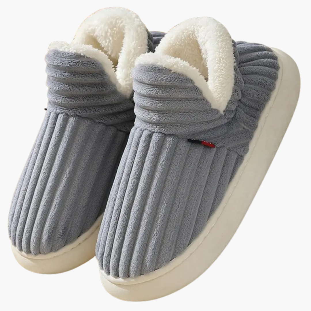 Dames Pluche Slippers – Geribbelde Binnen Schoenen
